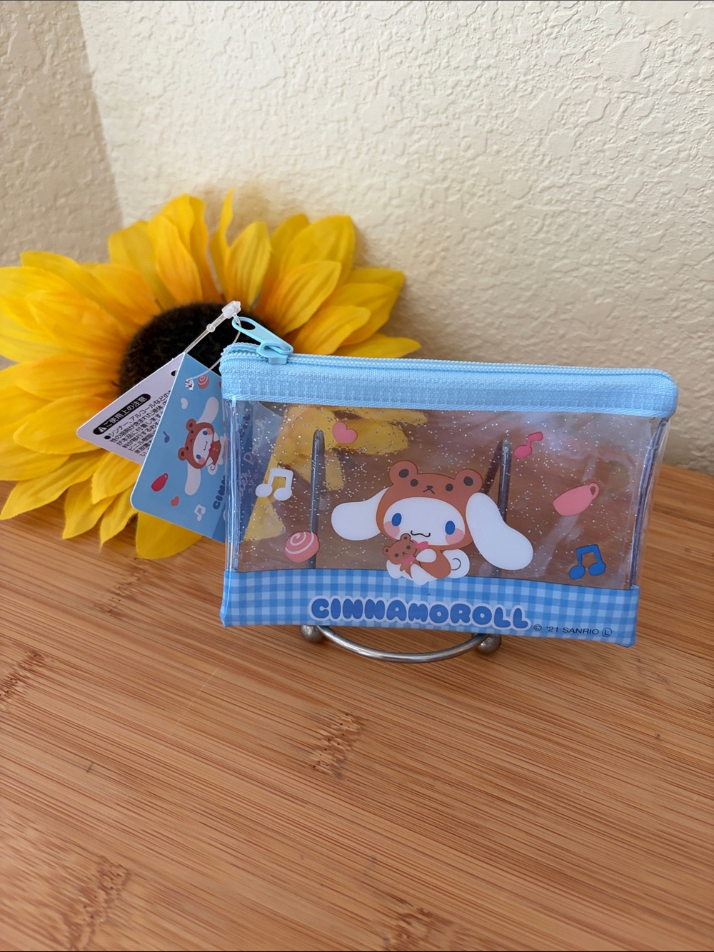 Sanrio Cinnamoroll Light Blue Clear Pouch with Bear Design